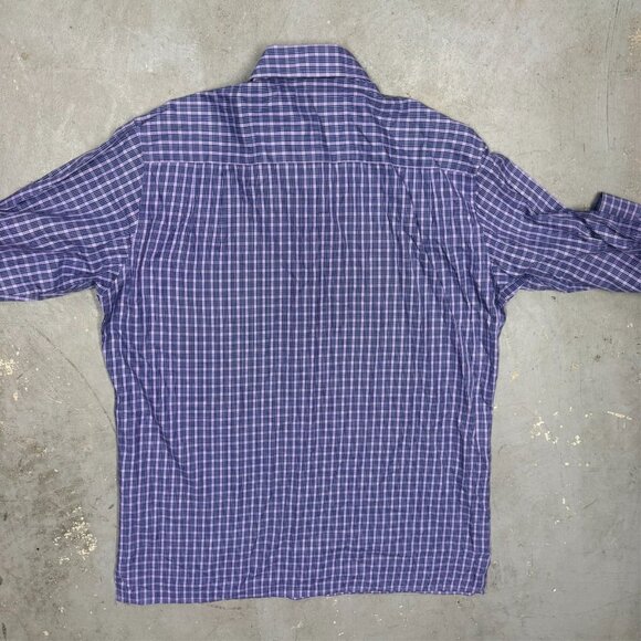 Ermenegildo Zegna Dress Shirt Italy Purple Check Long Sleeve Cotton 17.5 XL - Picture 9 of 9